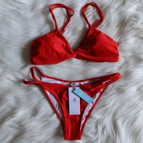 NWT Red Bikini Set Size Medium Sexy Cut Out Bathing Suit - Picture 3 of 9